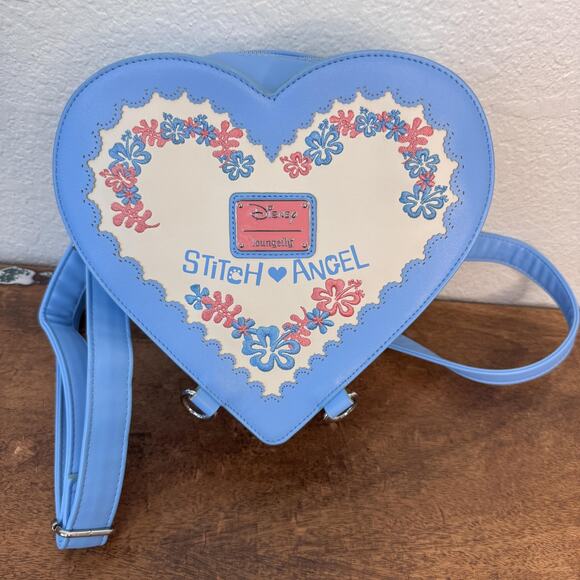 Loungefly Disney Lilo & Stitch Angel Heart Bag Convertible Crossbody Backpack main image 13
